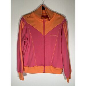 Adidas Y2K orange pink retro athleisure track jacket sz L streetwear 3 stripes